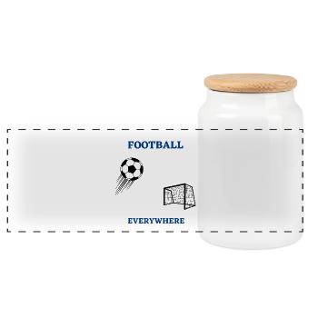 Football everywhere - Panoramic Cookie Jar with Wooden Lid - white - Front