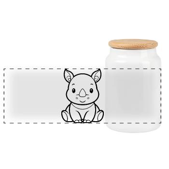 Baby-Nashorn - Panorama Keksdose mit Holzdeckel - Weiß - Vorne