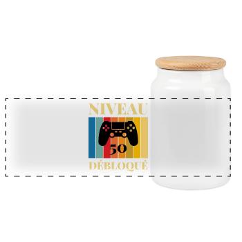Niveau 50 Debloque T-Shirt Cadeau Humour - Boîte à biscuits avec couvercle en bois - blanc - Devant