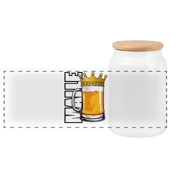 Royal beer mug - Panoramic Cookie Jar with Wooden Lid - white - Front
