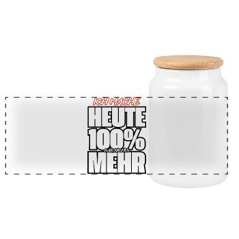 Ich Mache Heute 100% Nichts Mehr - Panorama Keksdose mit Holzdeckel - Weiß - Vorne