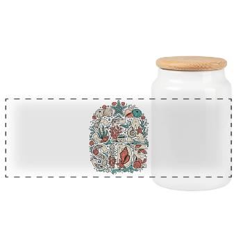 Mer et coquillages - Boîte à biscuits avec couvercle en bois - blanc - Devant