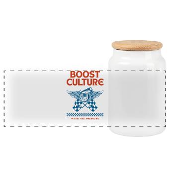 Turbo Boost Culture - Panorama Keksdose mit Holzdeckel - Weiß - Vorne