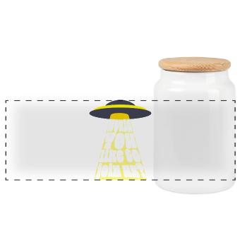 Sci-Fi UFO invitation - Panorama Keksdose mit Holzdeckel - Weiß - Vorne