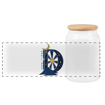 Moon Heart - Panoramic Cookie Jar with Wooden Lid - white - Front