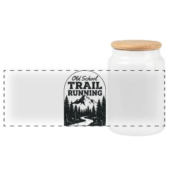 Old School Trailrunning - Panorama Keksdose mit Holzdeckel - Weiß - Vorne