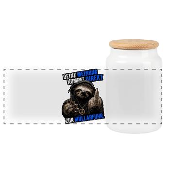 Your opinion directly on garbage collection - Panoramic Cookie Jar with Wooden Lid - white - Front
