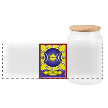 Vinyle en vitrail et platine vinyle - Boîte à biscuits avec couvercle en bois - blanc - Devant