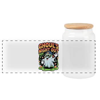 La soirée du goule - Boîte à biscuits avec couvercle en bois - blanc - Devant