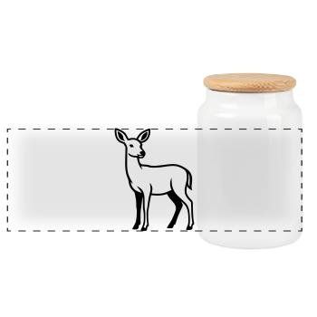 Deer Silhouette Hunter Hunting Club Forester Forest - Panoramic Cookie Jar with Wooden Lid - white - Front