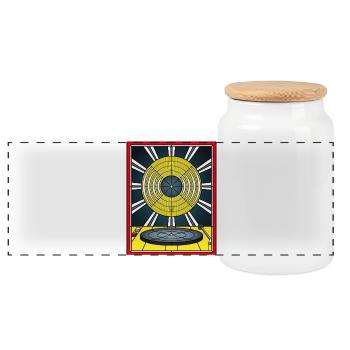Vinyle en vitrail et platine vinyle - Boîte à biscuits avec couvercle en bois - blanc - Devant