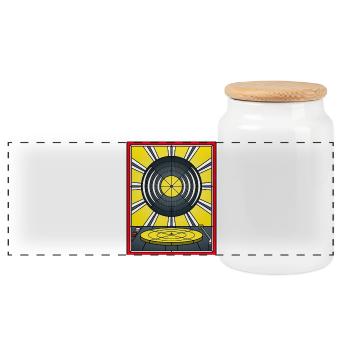 Vinyle en vitrail et platine vinyle - Boîte à biscuits avec couvercle en bois - blanc - Devant