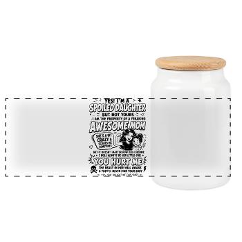 Super funny gift for mom's daughter - Panoramic Cookie Jar with Wooden Lid - white - Front