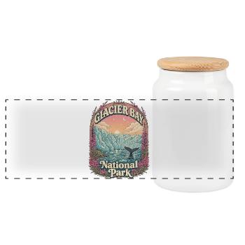 Glacier Bay National Park USA Alaska Vintage - Panoramic Cookie Jar with Wooden Lid - white - Front