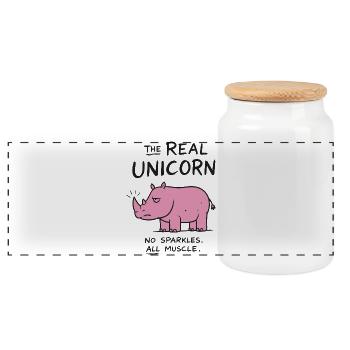 The Real Unicorn - Panorama Keksdose mit Holzdeckel - Weiß - Vorne