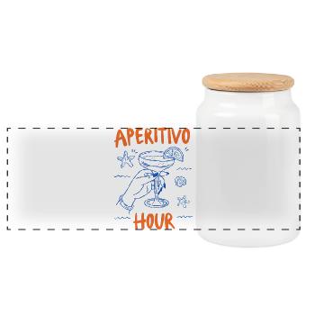 Aperitivo Hour Coastal Cocktail Mood - Panoramic Cookie Jar with Wooden Lid - white - Front
