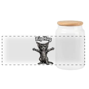 Gros câlin de chaton - Boîte à biscuits avec couvercle en bois - blanc - Devant