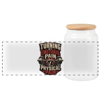 Turning My Emotional Pain Into Physical Pain Gym - Boîte à biscuits avec couvercle en bois - blanc - Devant