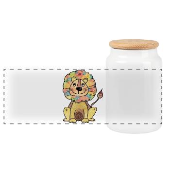 un peu différent et fort comme un lion - Boîte à biscuits avec couvercle en bois - blanc - Devant