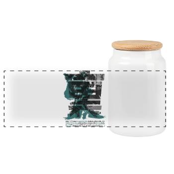 URA Omote Large Kanji Budo Martialarts Aikido - Panoramic Cookie Jar with Wooden Lid - white - Front