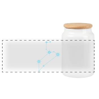 Constellation de l’étoile du Lion Signe du zodiaque bleu pastel - Boîte à biscuits avec couvercle en bois - blanc - Devant