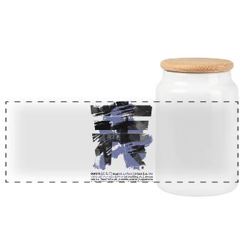 OMOTE Ura Large Kanji Budo Martialarts Design - Panoramic Cookie Jar with Wooden Lid - white - Front