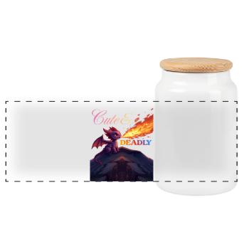 Cute&Deadly Dragon - Panoramic Cookie Jar with Wooden Lid - white - Front