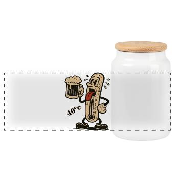 Thermomètre en ébullition et bière - Boîte à biscuits avec couvercle en bois - blanc - Devant