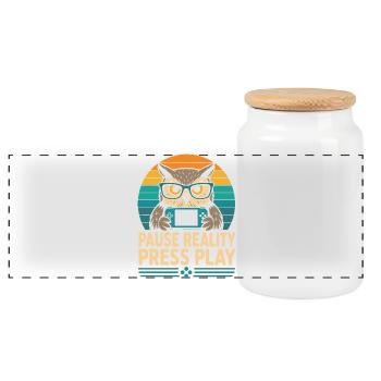 Break Reality Press Play Gamer Owl - Boîte à biscuits avec couvercle en bois - blanc - Devant