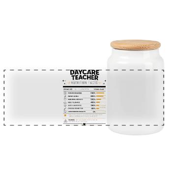 Cadeau pour enseignant de garderie pour l’éducateur en maternelle - Boîte à biscuits avec couvercle en bois - blanc - Devant