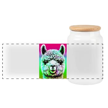 Alpaga - Boîte à biscuits avec couvercle en bois - blanc - Devant