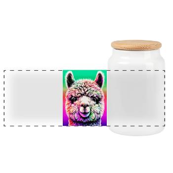 Alpaga - Boîte à biscuits avec couvercle en bois - blanc - Devant