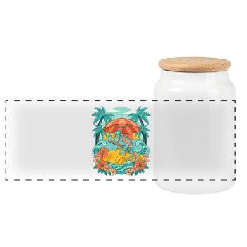Tropical chameleon - Panoramic Cookie Jar with Wooden Lid - white - Front