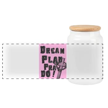 Plan de rêve, prie, fais la Croix Rose - Boîte à biscuits avec couvercle en bois - blanc - Devant