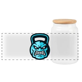 Logo kettlebell d’entraînement - Boîte à biscuits avec couvercle en bois - blanc - Devant