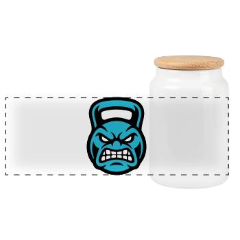 Kettlebell Face Logo - Boîte à biscuits avec couvercle en bois - blanc - Devant