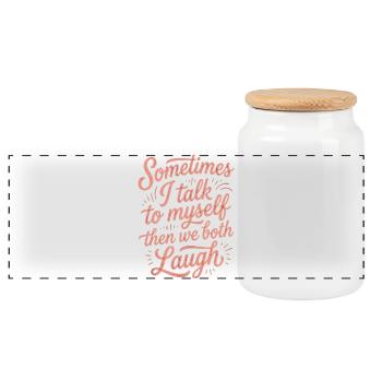 Parfois, je me parle à moi-même puis je ris - Boîte à biscuits avec couvercle en bois - blanc - Devant