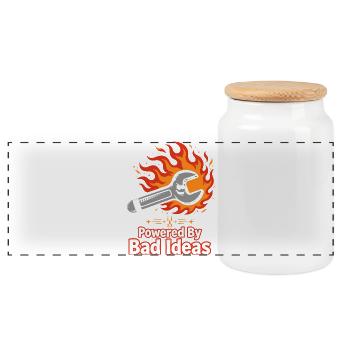 Propulsé par une clé à moindre de mauvaises idées - Boîte à biscuits avec couvercle en bois - blanc - Devant