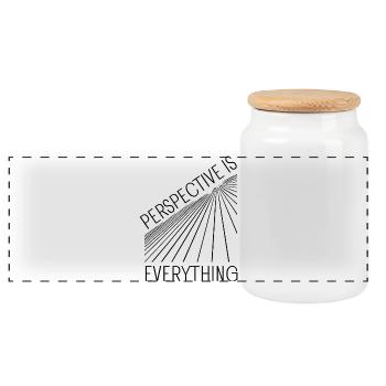 Perspective Is Everything Motivational Geometric - Panoramic Cookie Jar with Wooden Lid - white - Front