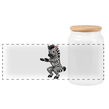Zebra macht Kniebeuge - Panorama Keksdose mit Holzdeckel - Weiß - Vorne