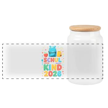 Scolaire 2026 Inscription scolaire 2026 Retour à l’école - Boîte à biscuits avec couvercle en bois - blanc - Devant