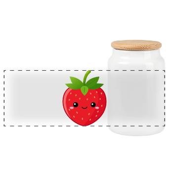 Fraise de Kawaii - Boîte à biscuits avec couvercle en bois - blanc - Devant