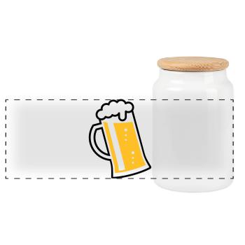 Maßkrug (beer / beer mug / beer glass / R /\/ 2C) - Panoramic Cookie Jar with Wooden Lid - white - Front