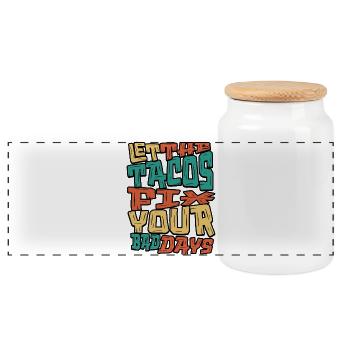 Let the Tacos Fix Your Bad Days - Panoramic Cookie Jar with Wooden Lid - white - Front