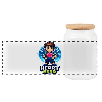 Heroine or heroine of all hearts - Panoramic Cookie Jar with Wooden Lid - white - Front