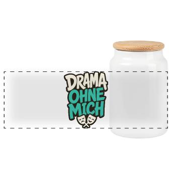 DRAMA OHNE MICH - Panorama Keksdose mit Holzdeckel - Weiß - Vorne
