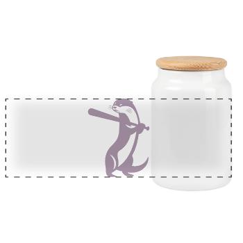 Otter Baseball Silhouette - Panorama Keksdose mit Holzdeckel - Weiß - Vorne