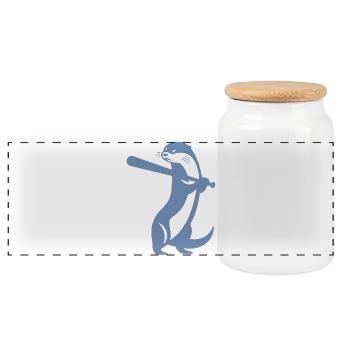Otter Baseball Silhouette - Panoramic Cookie Jar with Wooden Lid - white - Front