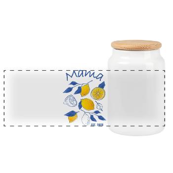 Mama Est. 2026 Vintage Lemons Mom Geschenk - Panorama Keksdose mit Holzdeckel - Weiß - Vorne