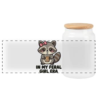 In My Feral Girl Era Waschbär - Panorama Keksdose mit Holzdeckel - Weiß - Vorne